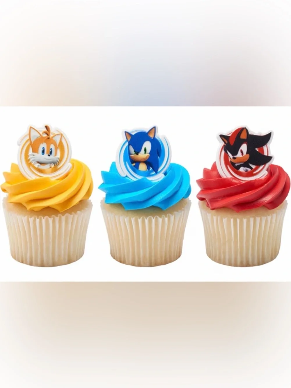 Sonic Theme Bday Banner, Cupcake Toppers & Candle